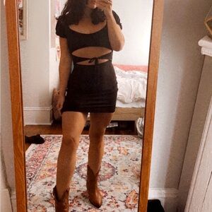 Stylish Black Cut-Out Mini Dress